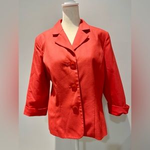 RQT Petite Size 14P Women’s Hot Pink Coral button up Blazer career Jacket